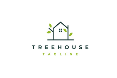 Tree and House Logo Design Vector Isolated