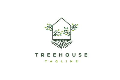 Tree and House Logo Design Vector Isolated