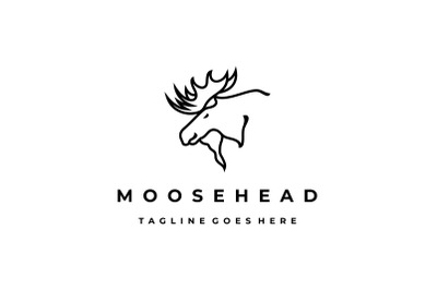 Moose Deer line art logo vector icon illustration design