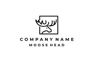 Moose Deer line art logo vector icon illustration design