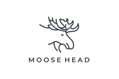 Moose Deer line art logo vector icon illustration design