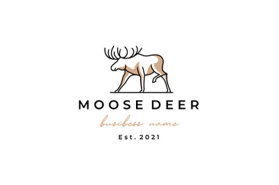 Moose Deer line art logo vector icon illustration design