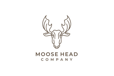 Moose Deer line art logo vector icon illustration design