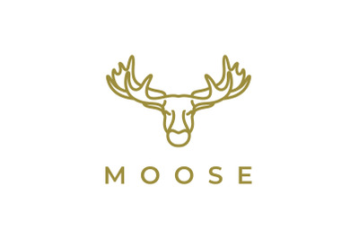 Moose Deer line art logo vector icon illustration design