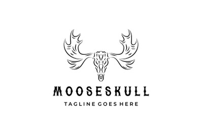 Moose Deer elk skull logo vector icon illustration design