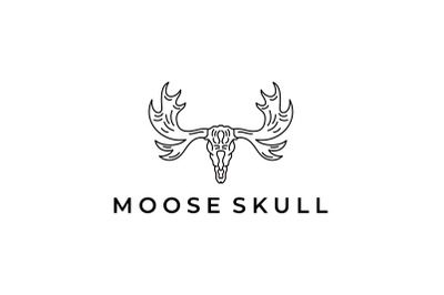 Moose Deer elk skull logo vector icon illustration design