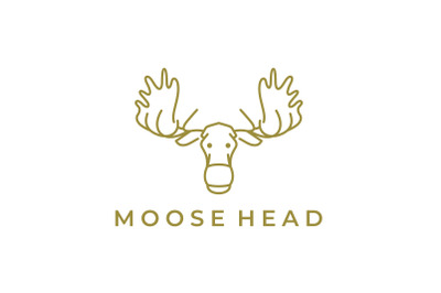 Moose Deer line art logo vector icon illustration design