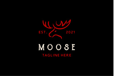 Moose Deer Dry Ink Brush Logo Design Vector Illustration