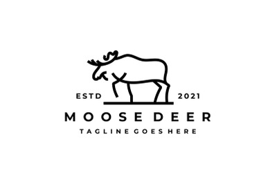 Moose Deer line art logo vector icon illustration design