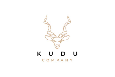 Kudu line art logo design vector