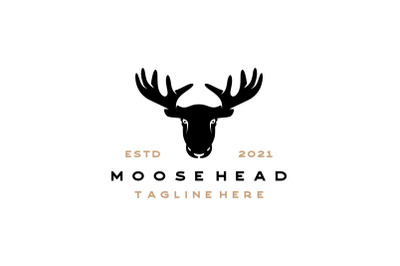 Moose Deer Head Silhouette Vector Logo Illustration Design