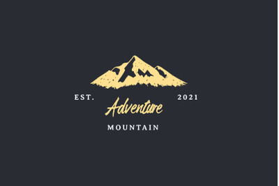 Hand drawn Vintage Hipster Mountain Adventure Logo Design