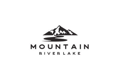 Mountain and River Adventure Outdoor Logo Design Vector