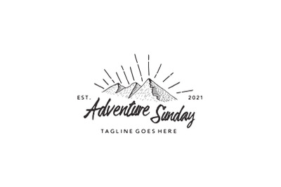 Vintage Hipster Mountain Adventure Outdoor Logo Design