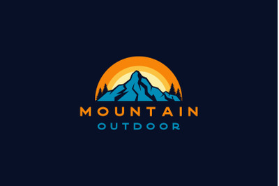 Mountain and Sun Adventure Logo Design