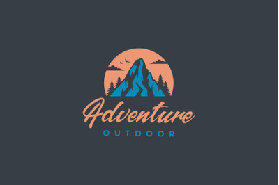 Mountain and Sun Adventure Logo Design