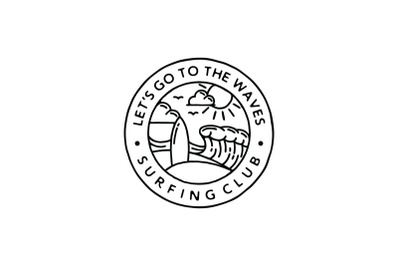 Vintage Surfing Badge Emblem Label Logo Design