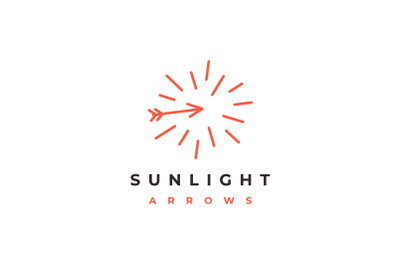 Line art Sun and Arrows Logo Design Vector
