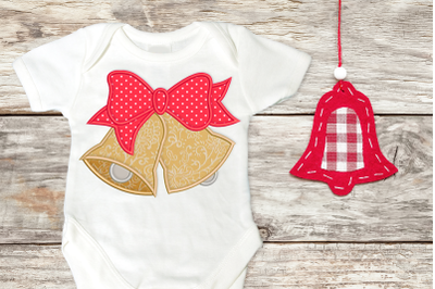 Christmas Bells with Bow | Applique Embroidery