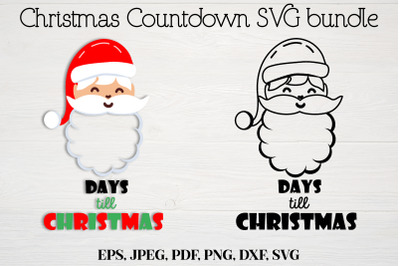 Santa Claus Christmas Countdown SVG bundle. Christmas Cut Files.