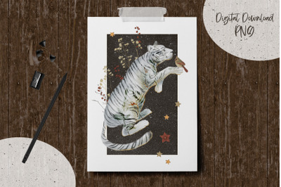 Animalistic Winter Prints. Tiger PNG
