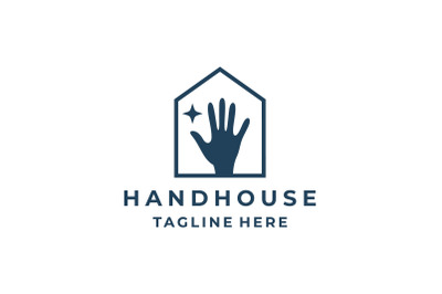 Hand and House, Home Logo Design Vector Illustration