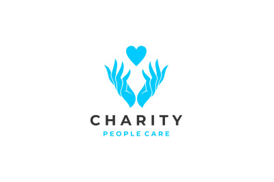 Hands for Charity and Donation, Voluntary and Nonprofit Logo