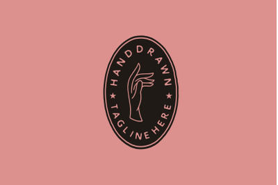 Vintage Emblem Badge Hand Drawn Elegant Female Hands Logo