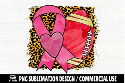 Pink Ribbon with Football PNG, Cancer Sublimation Design