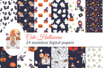 Halloween Digital Paper, Halloween Background, Kids Seamless pattern,