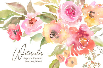 Watercolor Blush Pink Flowers Png