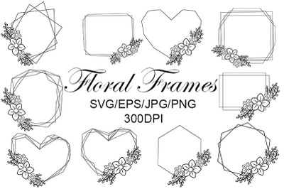 Floral frames. SVG. Wedding. Flowers. Birthday greetings.