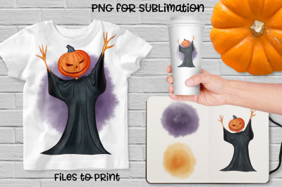 Halloween  pumpkin sublimation. Design for printing