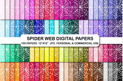 Spider Web Halloween Digital Papers Pack
