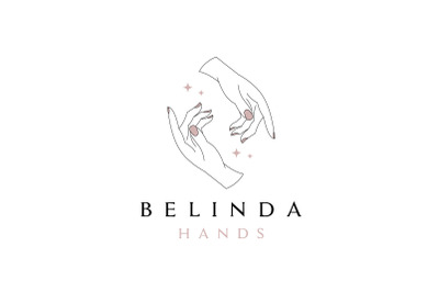 Line art Beautiful Woman Hand for Care Logo Design Vector