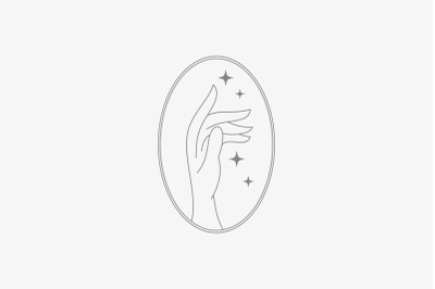 Line art Beautiful Woman Hand for Care Logo Design Vector