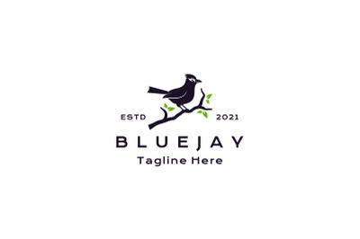 Blue Jay Bird Silhouette Logo Design Vector Illustration