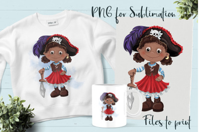 Pirate girl sublimation. Design for printing.