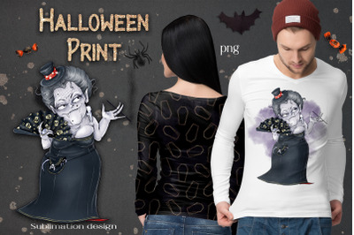 Halloween Vampire sublimation. Design for printing.