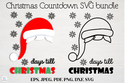 Santa Claus Christmas Countdown SVG bundle. Christmas Cut Files.