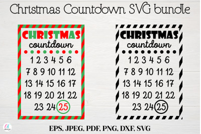 Santa Claus Christmas Countdown SVG bundle. Christmas Cut Files.