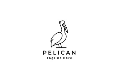 Line art Pelican bird logo design vector illustration