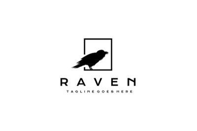 Crow Raven logo design vector illustration