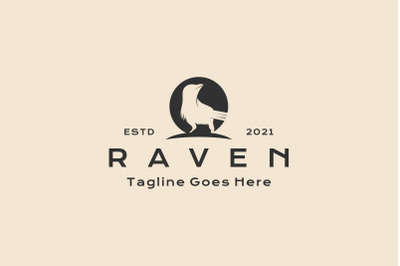 Vintage hipster Crow Raven logo design vector illustration
