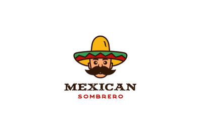 Mexican man with Hat Sombrero Logo Design