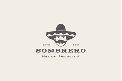 Mexican man with Hat Sombrero Logo Design