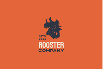 Vintage Rooster Head Logo Design Vector