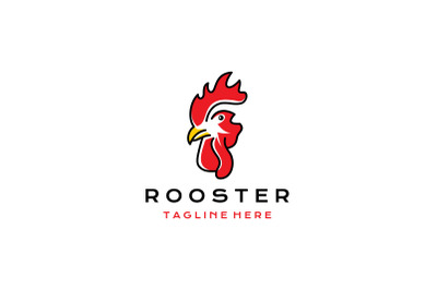 Line art Rooster Head Logo Design Vector