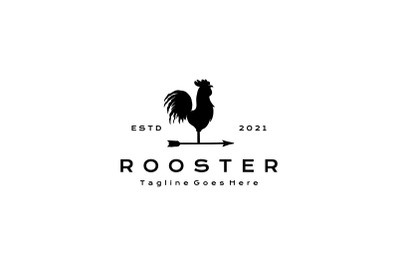 Rooster silhouette logo with arrow icon illustration
