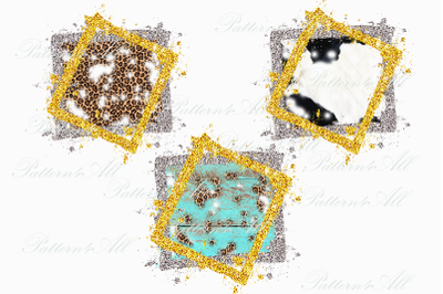 Glitter Sublimation Frames PNG -  Animal Print Sublimation Patches